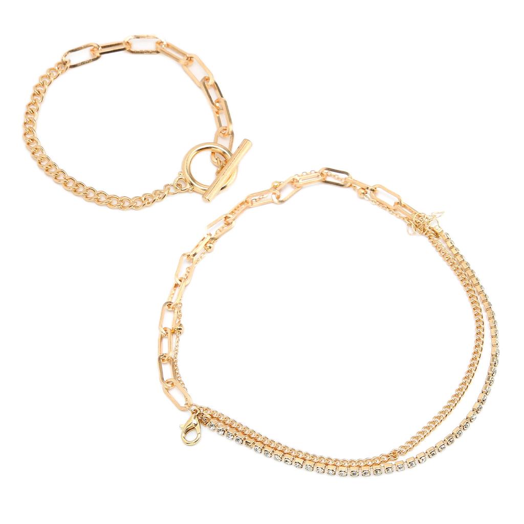 Buckle Bracelet Women Fashionable Exquisite Rhinestone Adjustable Layered Bracelet Jewelry Gift