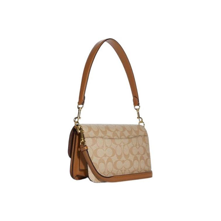 Coach Brynn 23 Classic Monogram Flap Top Detachable Long Handle Adjustable Shoulder Strap Canvas With Leather Tote Crossbody Shoulder Bag CA529-IMNLJ