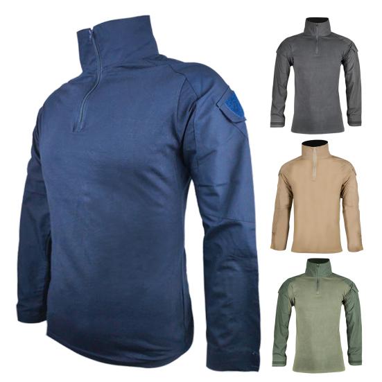 Men Tactical Shirt Long Sleeve Military Combat Shirt Quarter Zipper Stand-Up Collar Shirt for Outdoor Paintball Airsoft Cycling Hiking