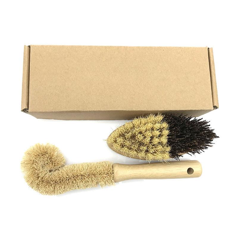 Natural Kitchen Accessories Short Round Long Wood Handle Bottle Dish Brush Vegan Sisal Coconut Fiber Bamboo Pot Brush