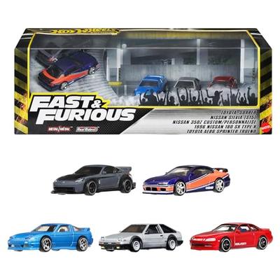 Hot Wheels Premium Fast & Furious Tokyo Drift Vehicle Toy, Set of 5 Mini Cars, Ages 3 and Up, Multi-Purpose, JFL99
