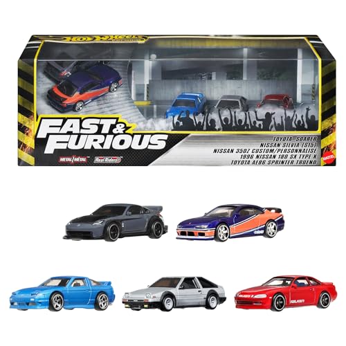 Hot Wheels Premium Fast & Furious Tokyo Drift Vehicle Toy, Set of 5 Mini Cars, Ages 3 and Up, Multi-Purpose, JFL99
