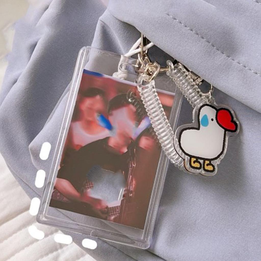 ID Card Holder Small Cat Hanging Decor Transparent Card Protection Badge Holder with Spiral Rope