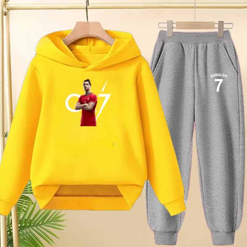A Loose and Casual Sportswear Set of Hooded Sweatshirts and Trousers for Children, Suitable for Boys and Girls Aged 3 To 13