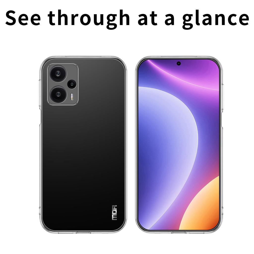 MOFI For Xiaomi Redmi Note 12 Turbo/Poco F5 5G Transparent TPU Protective Case Shockproof Phone Cover