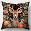 Federa Cuscino Decorazione Casa Stampa Cervo Sika Circondato da Fiori Camera da Letto Soggiorno Decorazione Divano Federa Cuscino in Poliestere con Cerniera