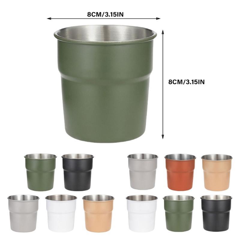 5/6pcs Stackable Camping Water Cup 300ml Teas Coffees Milk Beer Mug Stainless Steels Drinking Cups Outdoor Travel Cups