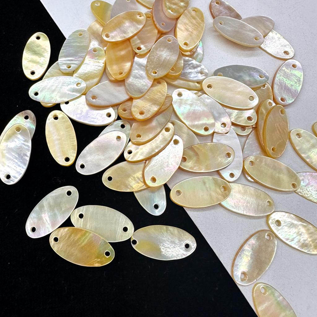 20Pcs, Natural Shell Pendant Connector, Handmade Oval Charms Connectors for Jewelry Making DIY Necklace Accessories