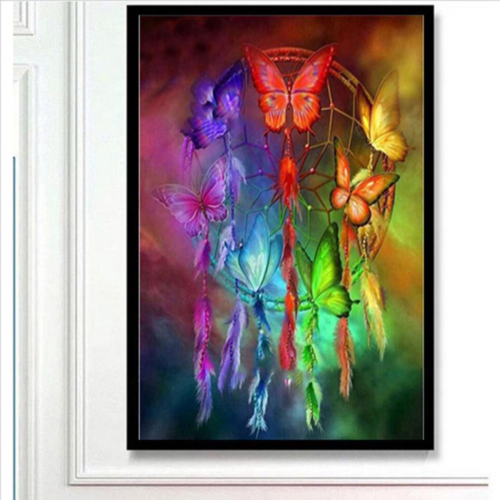 Colorful Resin  Art Kits Butterflies Feather Wind Chimes Pattern Embroidered Stickers Bedroom Office Shops Decoration