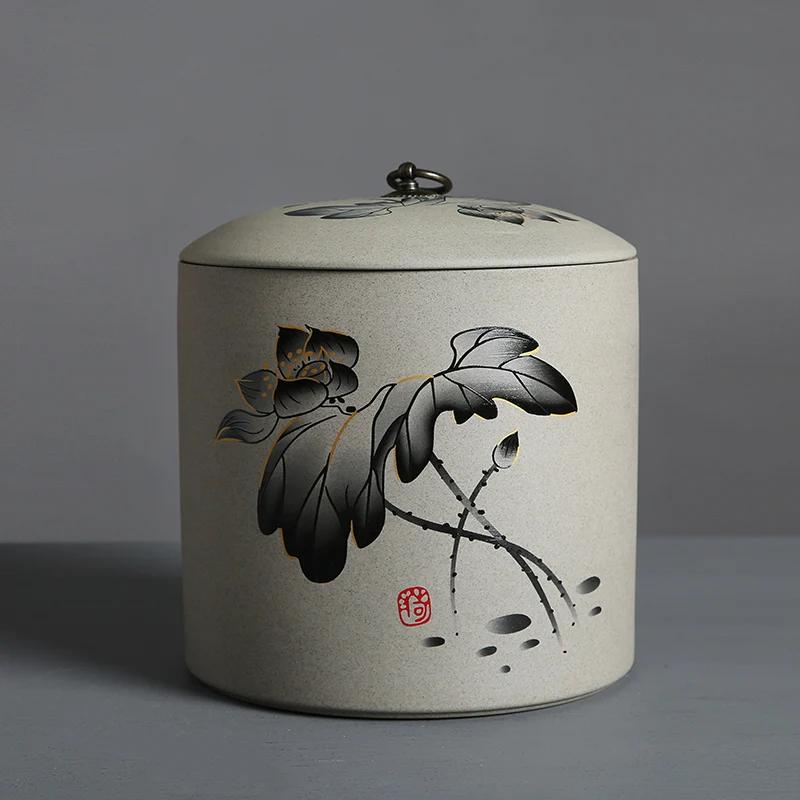 Retro Chinese Ceramic Tea Jar Household Sealed Tea Storage Jar Facial Mask Powder Can Used for Storing Kitchen Spices