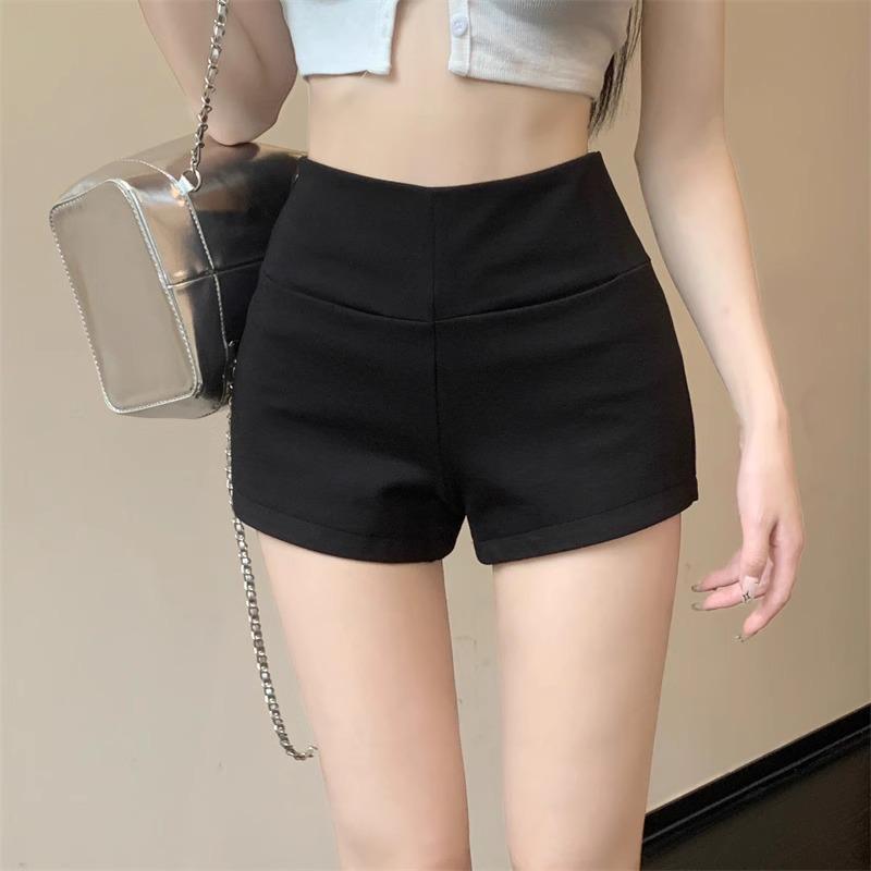 

2024 New Women s High-Waisted A-Line Black Shorts - American Style, Petite Fit, Autumn Fashion S чёрный