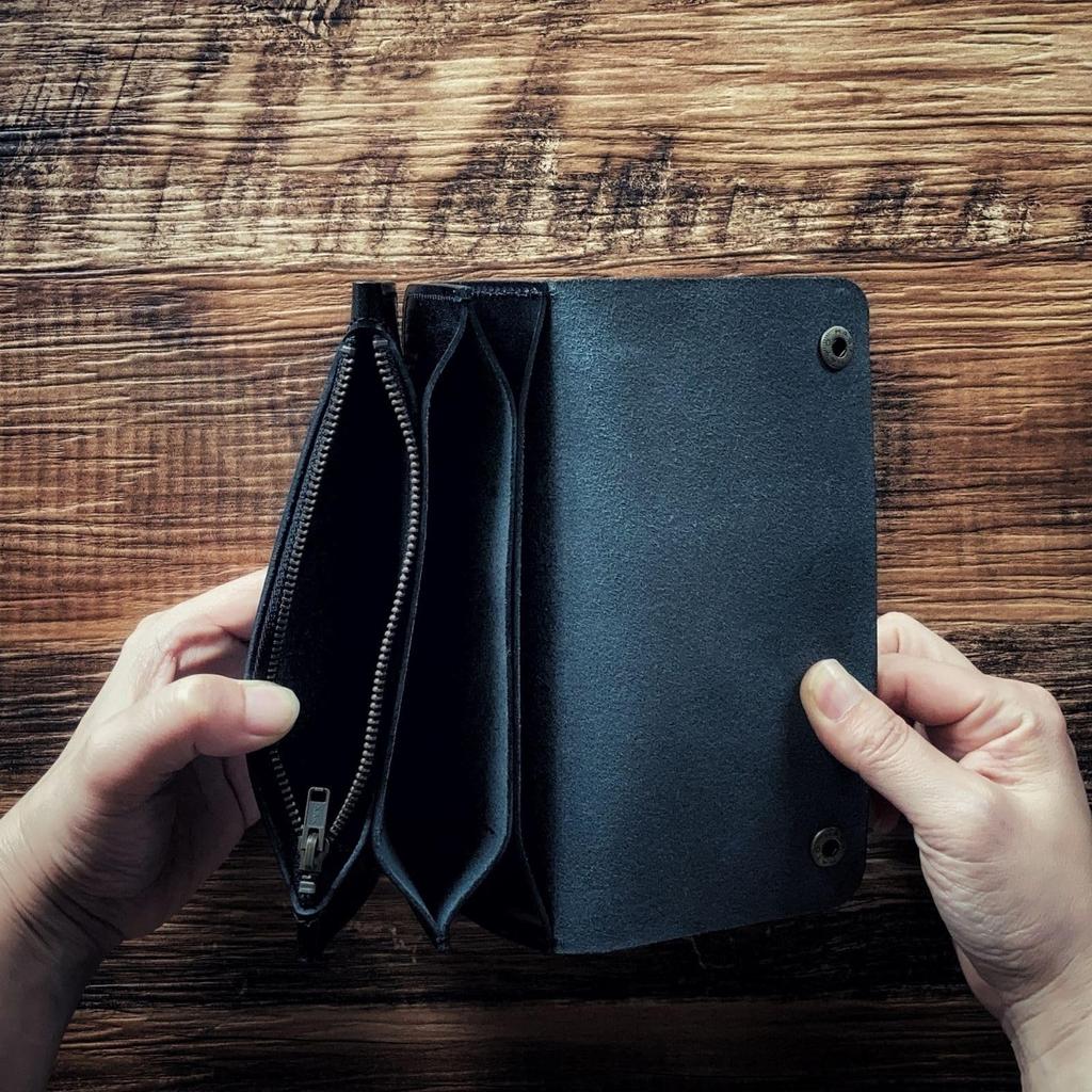 Trucker-Geldbörse Lang, 3-Fächer, Hergestellt in Japan aus echtem Tochigi-Leder, Herren-Zweifach-Geldbörse, Biker-Geldbörse, Amerikanischer Casual-Stil