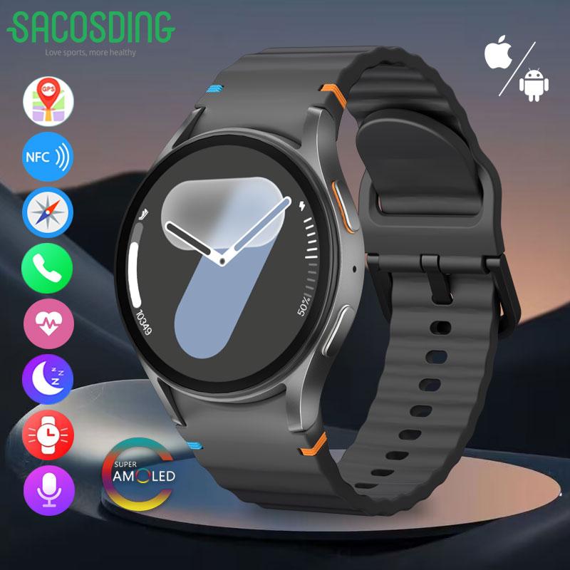 SACOSDING Watch7 Mini GPS Track Compass Smart Watch Men Amoled Always on Display Clock BT Talk Smart Watch Woman Man Gift