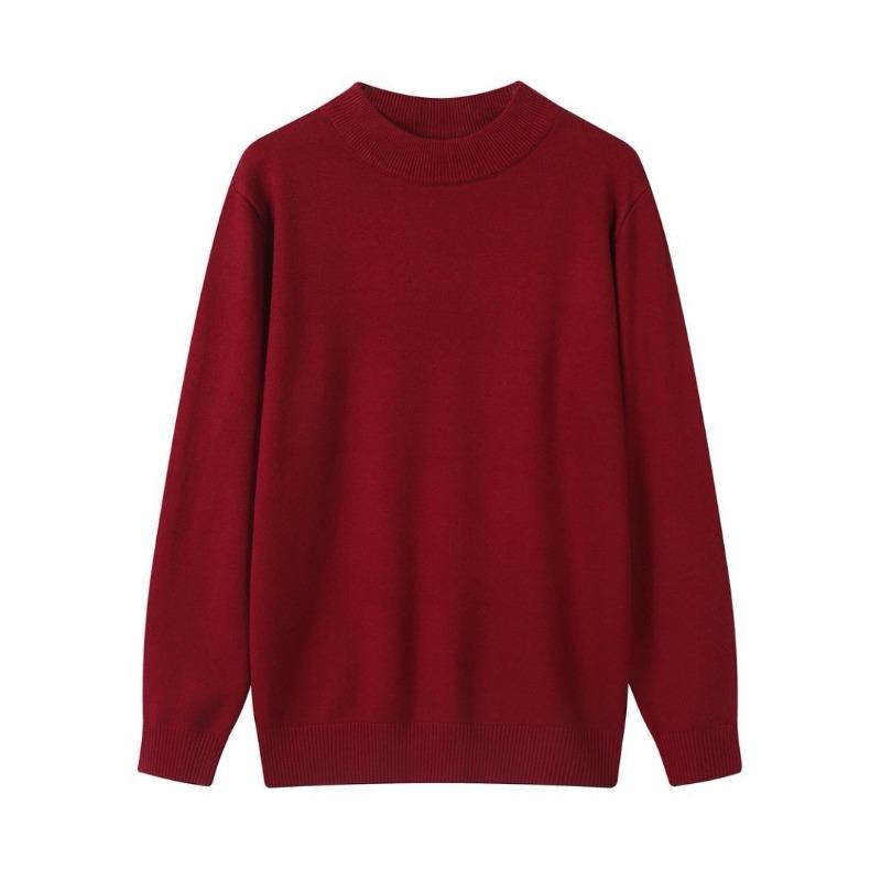 Autumn and winter new solid color simple round neck imitation cashmere sweater men's loose casual warm top women