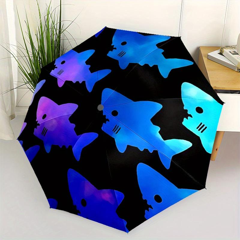 1pc Shark Pattern Automatic Umbrella - 8-Rib Foldable Design, Outdoor Adventures, and Family Celebrations yy250829054