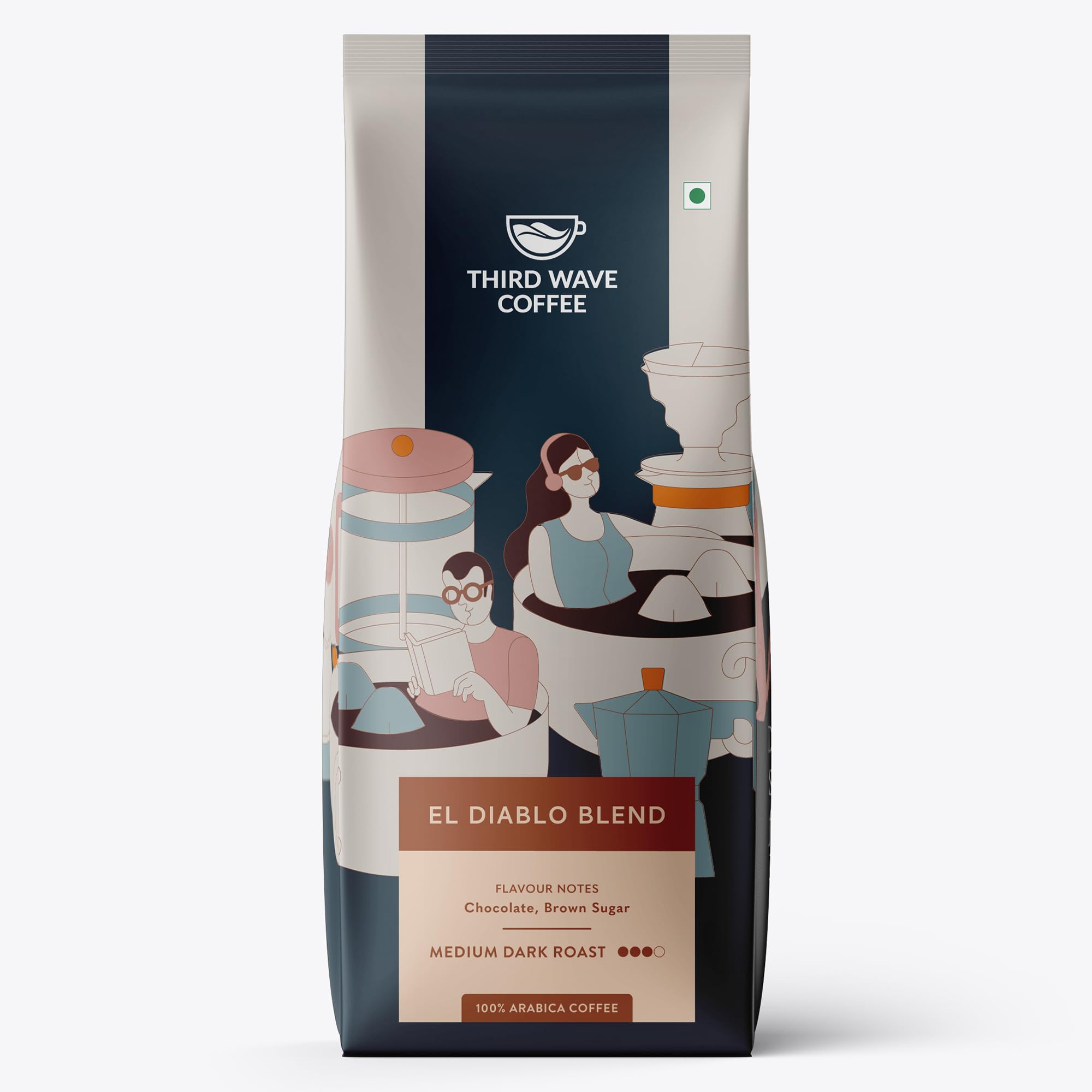 THIRD WAVE COFFEE | El Diablo | 100% Arabica | Medium Dark Roast | Whole Beans | 250 grams | Pouch
