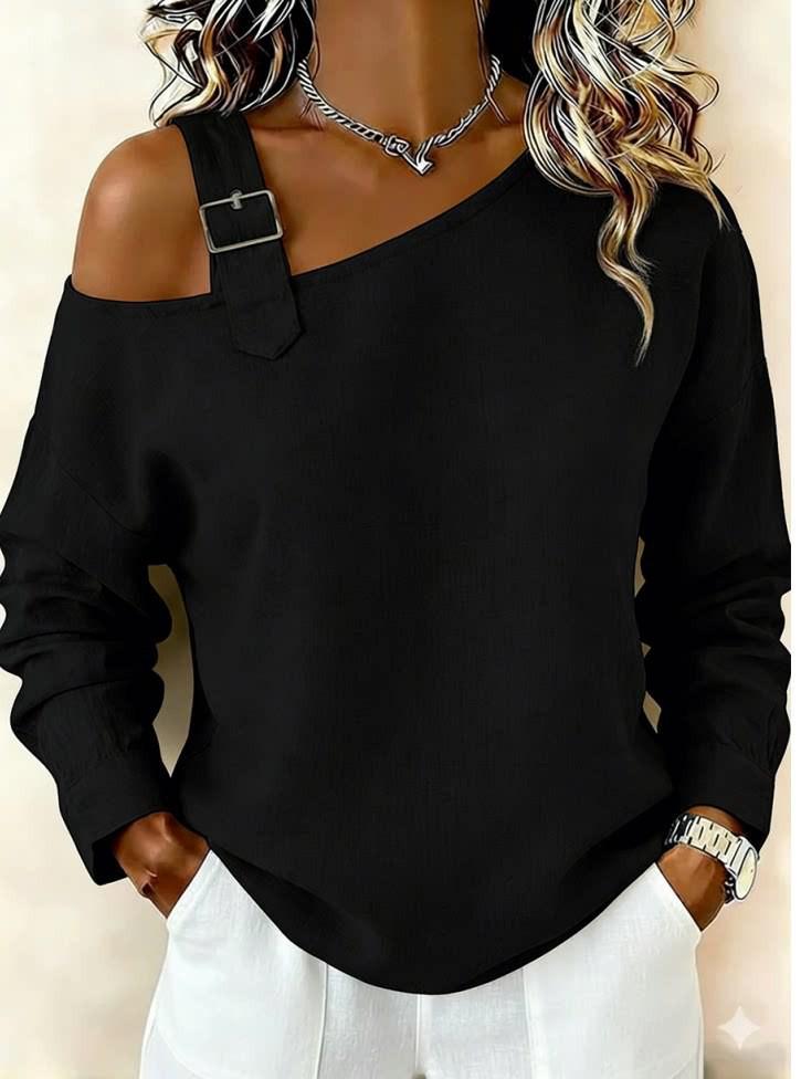2026 Off-the-Shoulder Asymmetrical Long Sleeve Women's Fashion Camisole