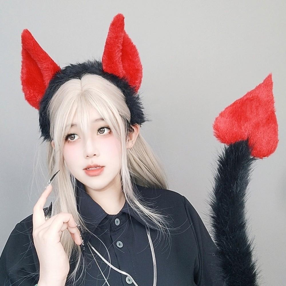 Bentable Cat Ears Furry Devil's Sweetheart Tail Fashion Halloween Costume Cosplay Props Adults