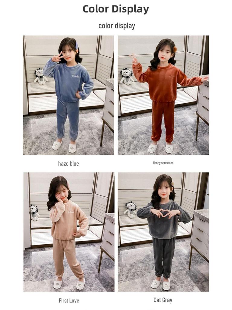 Parent-Child Flannel Pajama Set: Coral Fleece for Baby, Kid, Adult - Autumn/Winter Homewear