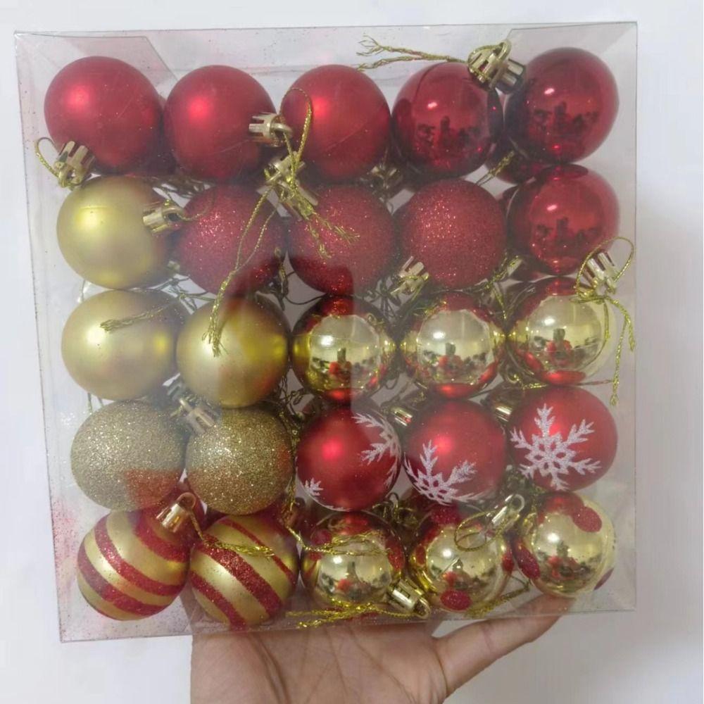 50Pcs/set 4cm Christmas Ball Set Plastic Xmas Baubles Xmas Tree Hanging Pendant Christmas Decorations Gift Ball