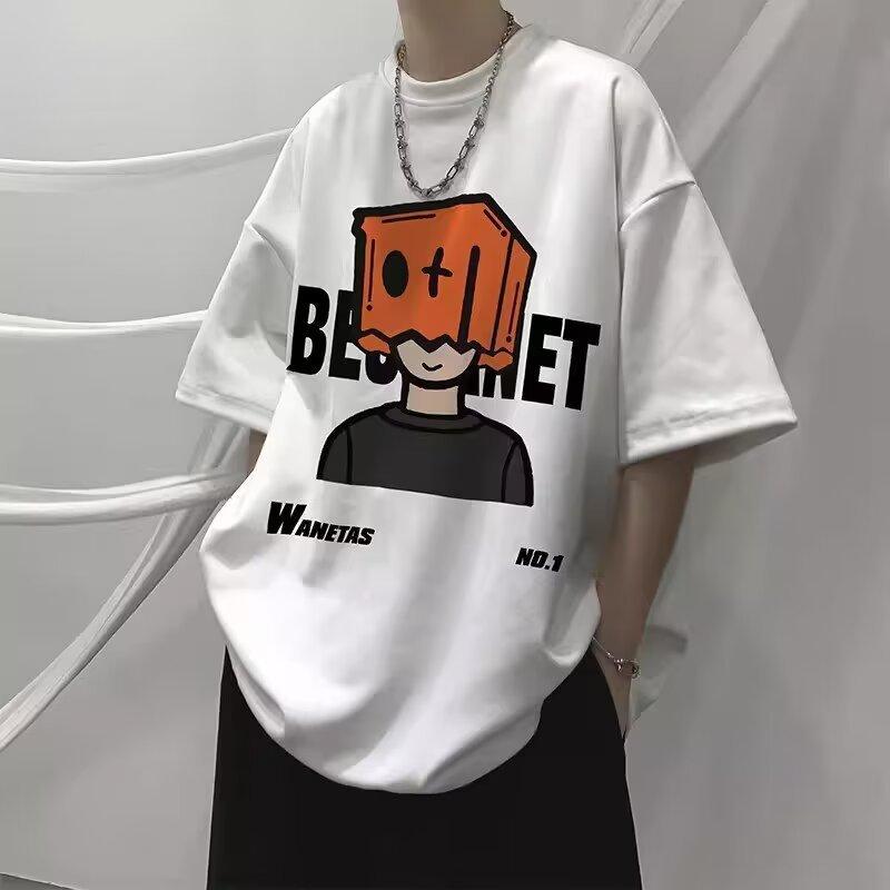 Heavy Short-Sleeved T-Shirt Men'S Summer Trendy Brand Trend Loose Men'S Clothes American Large-Size Student T-Shirt