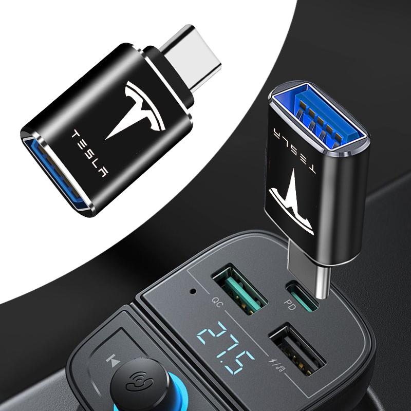 1Pcs Car Charging Adapter Type-C To USB Converter Car Accessories For Tesla Model 3 Model X S 2016-2020 Decals TM3 TMX TMS Decal