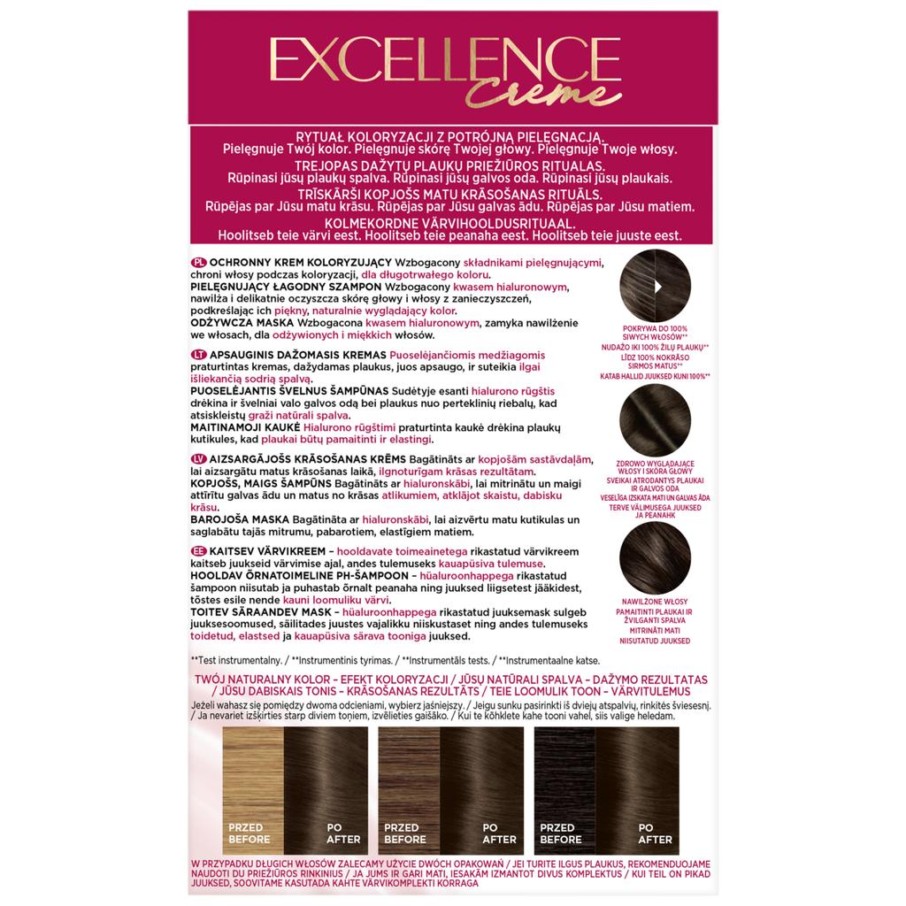 Loreal Excellence Kremowa farba do włosów - 400 BRĄZOWY 192ml