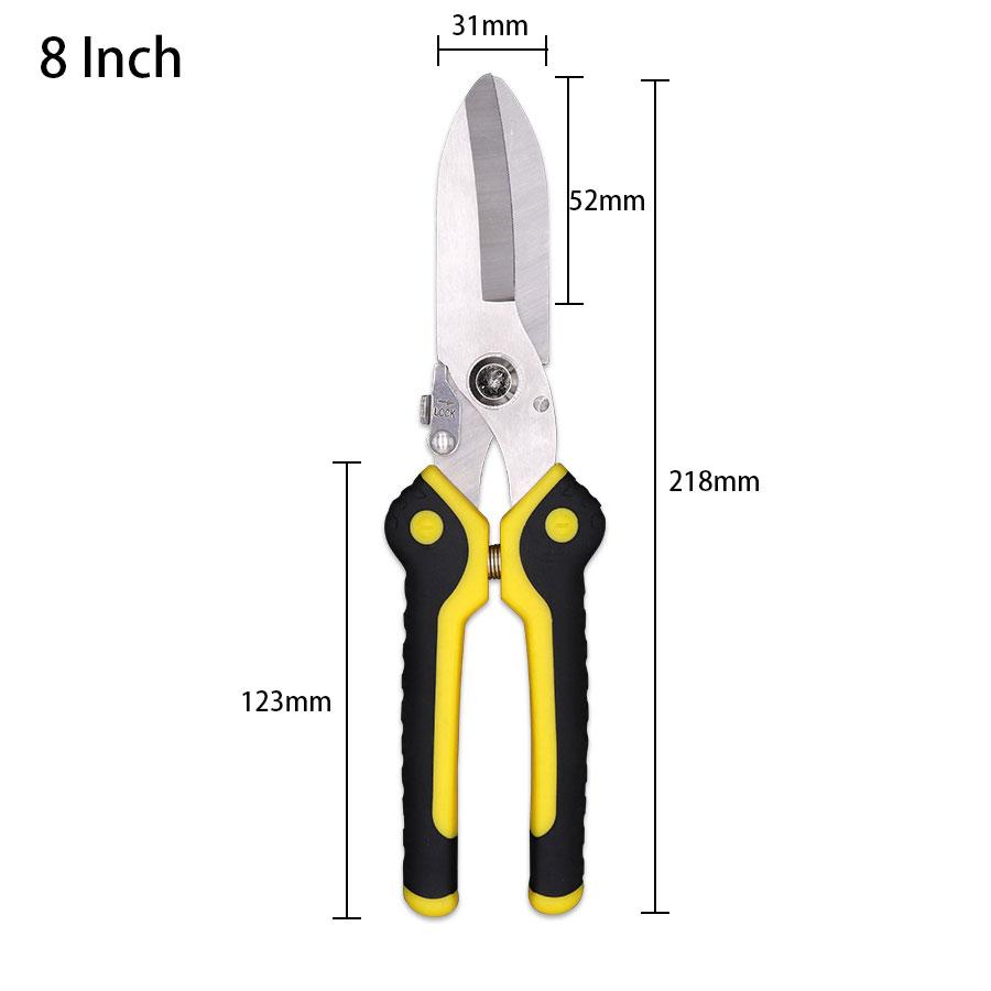 8inch Stainless Steel Sharp Blade Garden Shears PP+TPR Handle Bypass Professional Electrician's Iron Wire Cutting Tool Scissors