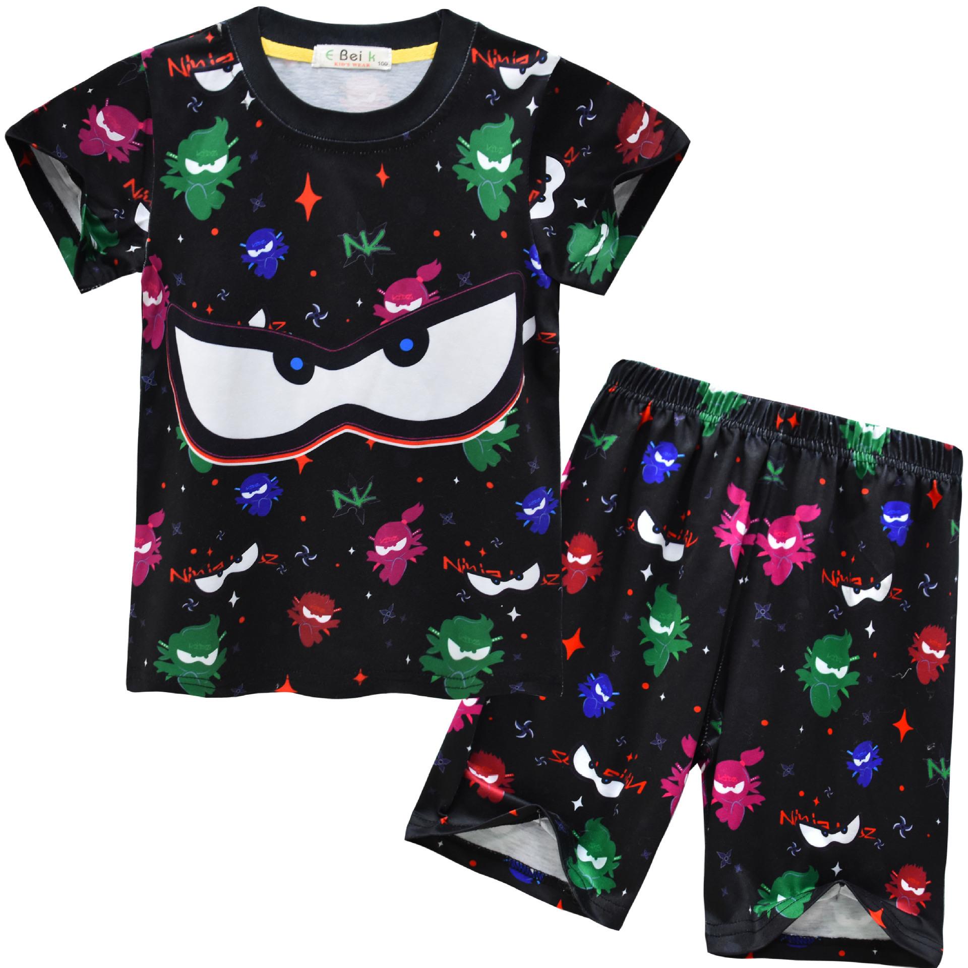 

Short Sleeves, Animated Cartoon Digital Printing, Middle-Aged And Older Children S Loungewear Short Sleeves + Shorts Set 91187 110