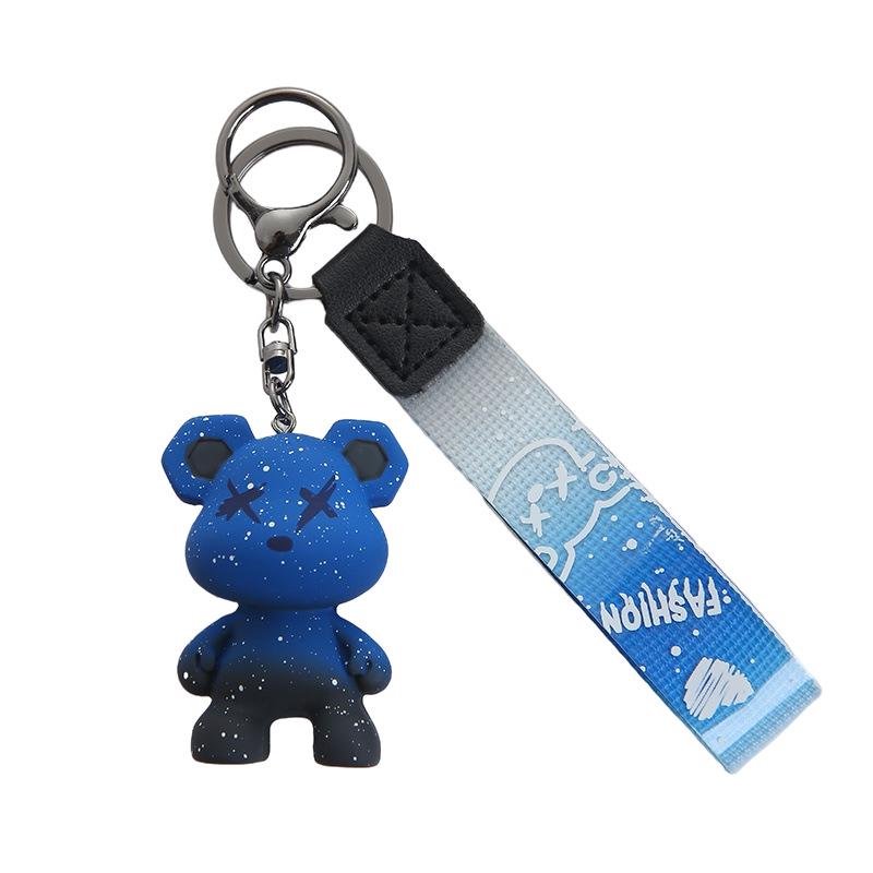 Color-Changing Dragon Bear Keychain - Starry Sky Gradient Pendant for Couple Bags