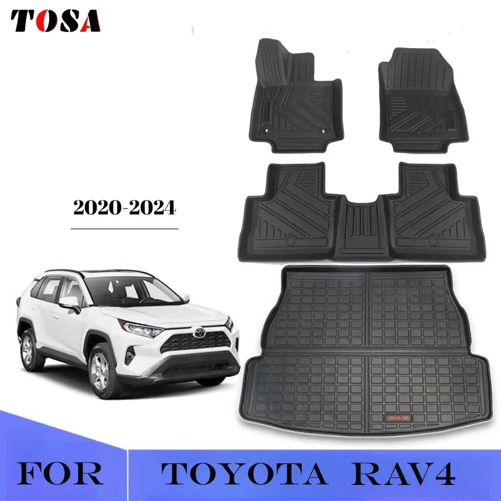 

Автомобильный напольный коврик и багажник + коврик на спинку, совместимый с Toyota Rav4 2020-2024 годов, коврики для багажника, чехол на заднее сиденье, коврик из ТПЭ Hybrid