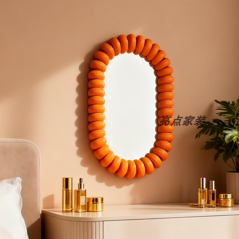 Nordic wall-mounted mirrors, irregular-shaped light luxury, popular home elliptical fireplace decorative mirrors, creative art