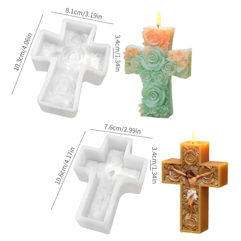 Food Grade Silicone Rose Crosses Candle Making Mould For Crafting Decorative Scented Candle