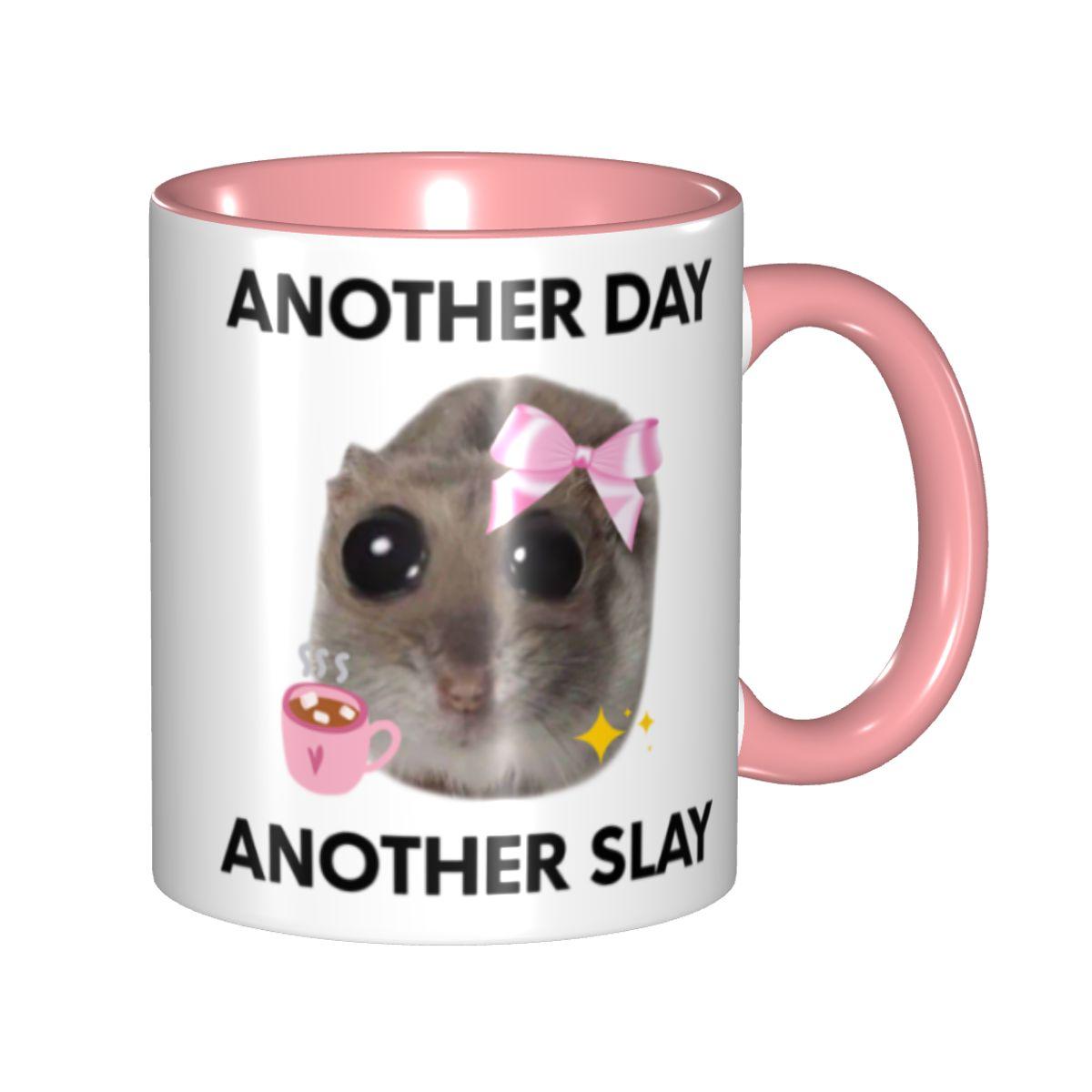 Customized Another Day Another Sad Hamster Meme Mug DIY Ceramic Tea Milk Coffee Cups 330ml розовый
