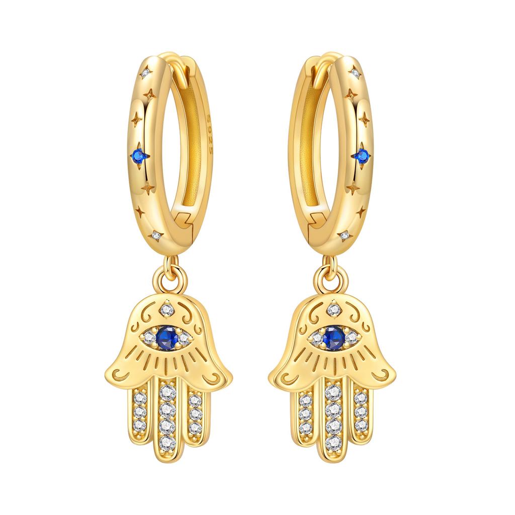 925 Silver Evil Eye Zircon Stud Earrings For Women Religious S925 Jewelry Party Gifts DIY Fashion Accessories