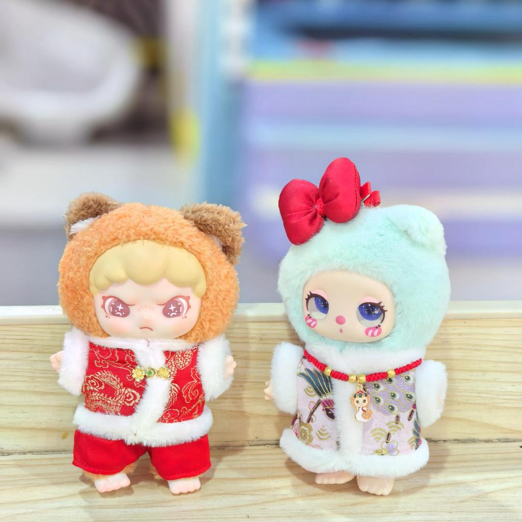 15cm Labubu Keychain Figure Outfit: New Year Style Pendant Clothing Set