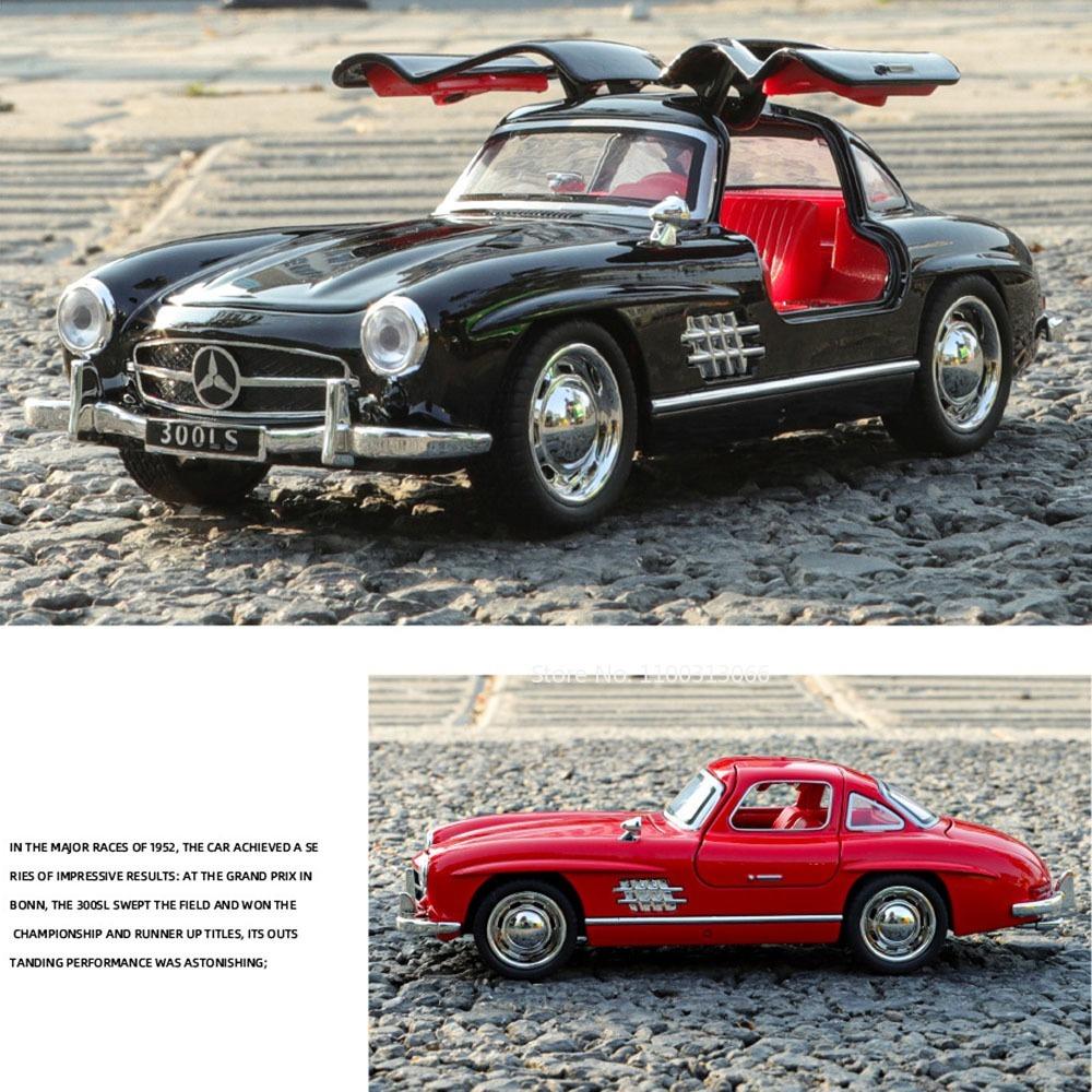 1:32 Scale Alloy 500K 300SL Cars Toys Diecast Models with Pull Back Light Music Miniature Vintage Car Kids Children's Day Gifts