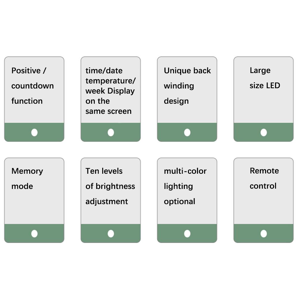 Dual Alarms LED Clocks Large Digital Wall Clock Wall-mounted Table Clock Temp Date Week Display Power Off Memory Remote Control