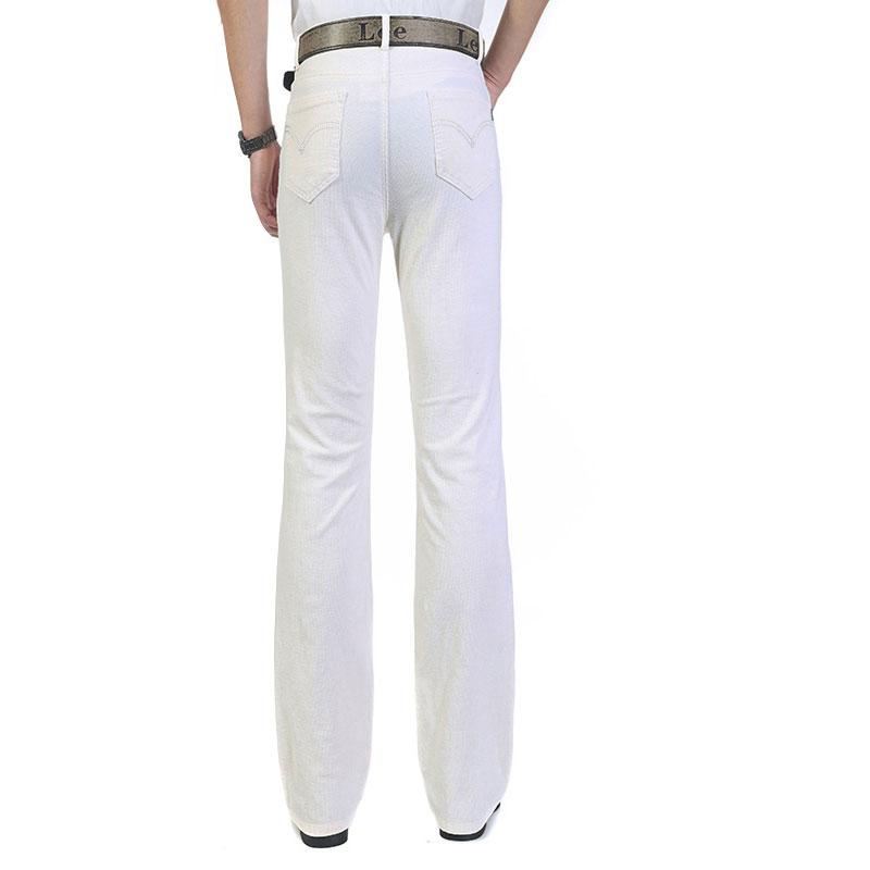 Men's Mid Waist Stretch Flared Pants Men's Slim Fit Casual White Jeans Size 28-40