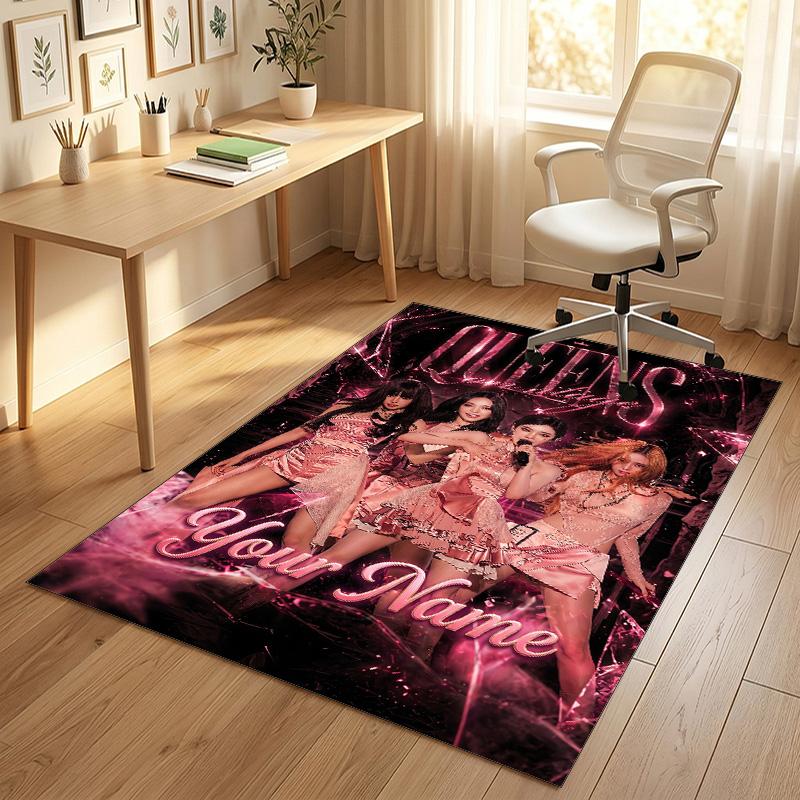 Personalized Crystal Velvet Carpet,aespa Custom Printed Name, Plush Area Rug For Home Indoor Decor