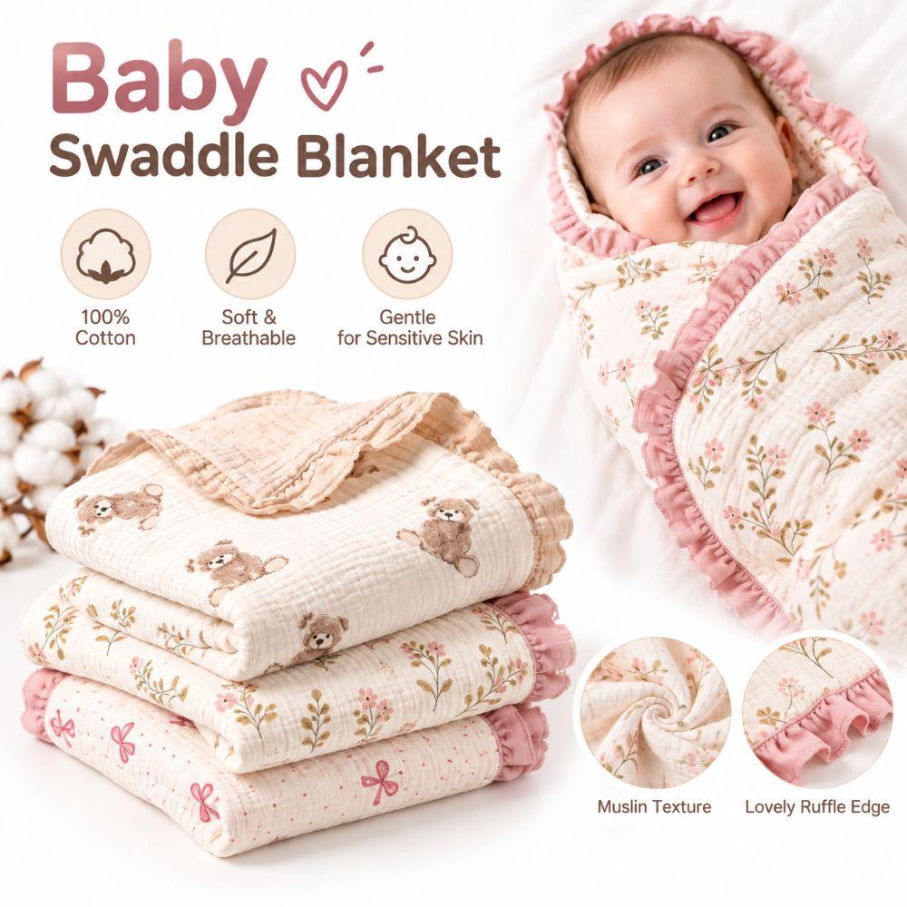4 Layer Stroller Blanket Cotton Swaddle Wrap High Quality Baby Swaddle Blanket Nursery