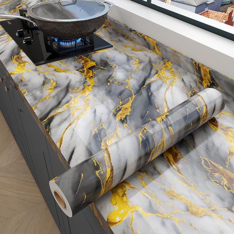 Film Autoadeziv pentru Blat de Bucătărie din Marmură Rezistent la Ulei, cu Spate din Folie de Aluminiu și Rezistență la Temperaturi Înalte