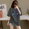 % pure cotton short-sleeved T-shirt for women, the new summer loose printing half-sleeved high-end thin explosive top