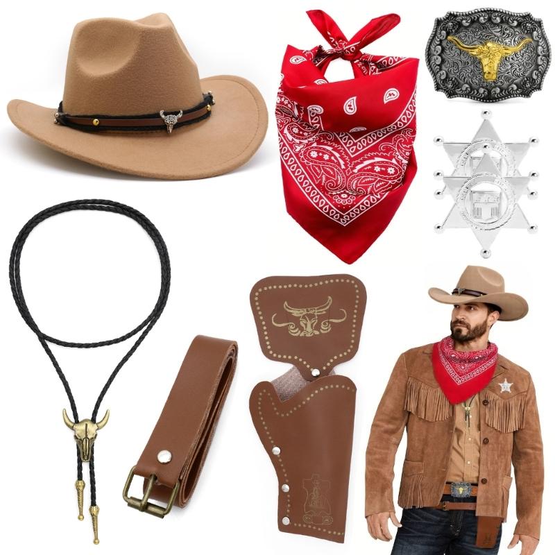 Abiti Western Cappelli da Cowboy Bandane Accessori Costume da Cowboy Western per Festa di Halloween Travestimento Gioco di Finzione