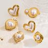 Vintage Geometric Earrings Hong Kong Style Elegant Gold Pearl Exquisite Stud Earrings Women Fashion Ear Jewelry