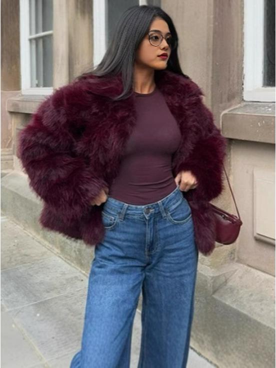 2024 European & American Women's Faux Fox Fur Long Sleeve Coat - Elegant, Fashionable Autumn/Winter Outerwear