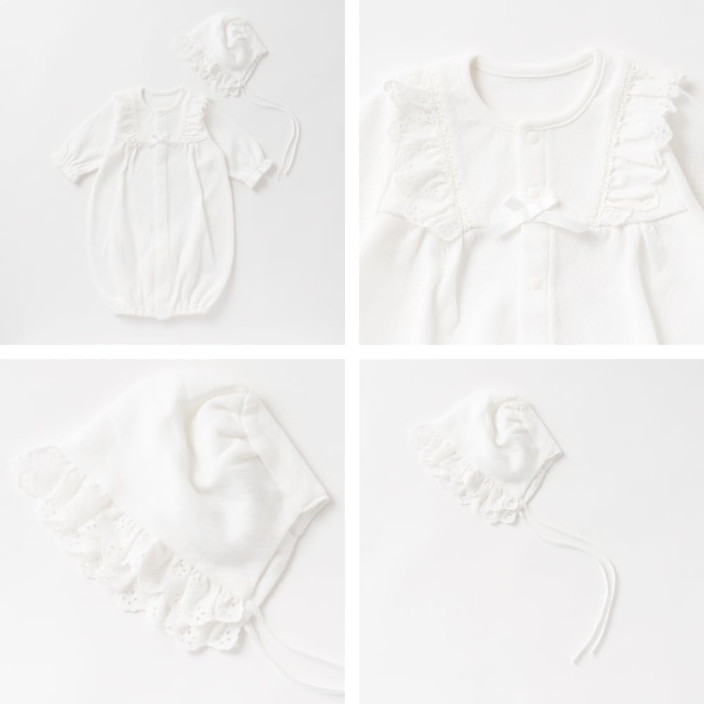 Cream de Coco Diamond Face Square Yoke with Interchangeable Crotch Snaps and Ceremonial Dress for Made in Sizes for and Two-Way All-In-One Hat,