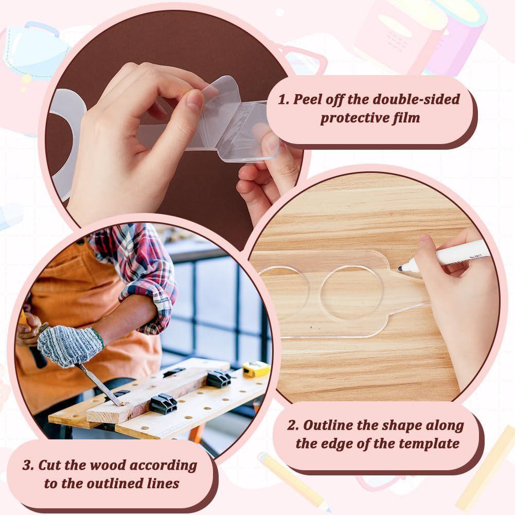 Clear Acrylic Router Template Four Glencairn Whisky Glass Flight Paddle Board Beer Flight Template Woodworking Router Template