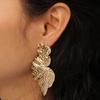 Earrings Metal Leaf With Gold Coating And Bold Design For Gift And Wedding