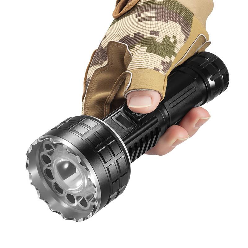 LED Powerful Rechargeable Flashlight Compact Outdoor Home Use with Digital Display Short Model Handheld Torch Light